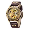 Relógios de pulso 2023 Relógio de bronze retro masculino Relógio de esqueleto automático Relogio Relogio vintage Casual Wristwatch