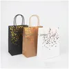 Gift Wrap Bronzing Kraft Paper Bag Tote Fashion Printing Holiday Gift Packaging förvaringspåsar Drop Leverans Home Garden Fest Dhgarden DH1SM