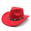 Western cowboy fedoras feminino masculino chapéu fedora aba larga chapéus de feltro jazz boné superior outono inverno bonés trilby 2023 moda nova