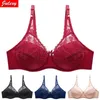BRAS NY 2021 Julexy Ultra-Thintthick Lace Bra CDE Cup Plus Size Solid Underwear Women Push Up Lingerie P230417