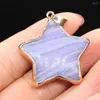 Pendanthalsband 1st Natural Stone Agates Quartz Crystal Star Shape Rose Quartzs Spodumen för smycken som gör DIY nacklace storlek 30x33mm