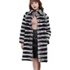 Kadınlar Kürk Faux 2023 Ürünün Chinchilla Çizgili Ceket Kalınlaştırılmış Kış Rex Tavşan Kürk Moda Moda Stili 231117