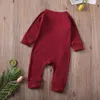 Strampler 0-24M Frühling Herbst geboren Kinder Mädchen Jungen Kleidung Säugling Baby Strampler Langarm Reißverschluss Baumwolle Gerippte Overalls 7 Farben 230418