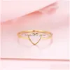 Band Rings Stainless Steel Luckyoverflow Ring Best Friend New Fashion Gold Color Heart Shaped Wedding Rings For Woman Jewelr Dhgarden Otc8Y