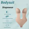 Shaper de barriga da cintura Shapewear Women Women Deep V Sexy Convertible Bra Thong Shape Wear sem costas Push Up Rouphe Slimming Corset 230417