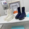 Designer Boot Men Kvinnor Rois Boots Monolish Ankle Boot Leather Nylon avtagbar påse Bootie Militärinspirerade stridskor Stövlar 04