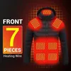 Men's Vests Men Heated Jackets Outdoor Coat USB Electric Battery Long Sleeves Heating Hooded Jackets Warm Winter Thermal Clothing 231118