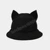 Cappello per cappello da secchio per gatti da cartone animato per ragazza cotone cupola da sole Donne corean primavera estate panama cappello da sole esterno solido