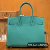 Borsa tote di design platino Borsa a mano in pelle di lusso in pelle di vitello Togo originale di fabbrica completamente cucita a mano da donna Bk30 Blu pavone