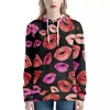 Bluzy damskie niestandardowe kreskówkowe usta drukują kobiety jesienne bluzy harajuku urocze kawaii tops pullover streetwear para