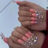 False Nails 24pcs Long Press On Gradient Pink Design Fake Full Coverage Artificial For Women & Girls