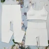 Strój jogi białe żebrowane setki zestawów sportowych garnitury Fitness trening ubrania dla kobiet