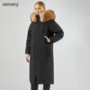 Parkas femme Janveny hiver réel raton laveur fourrure de renard à capuche bouffante plume vers le bas manteau de luxe femmes x-long 90% duvet de canard veste femme Parkas 231117