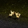 Mini Chihuahua Stud Earrings For Women Cute Stainless Steel Golden Animal Dog Ear Studs Fashion Earring Jewelry Accessories New EarringsStud Earrings Jewelry
