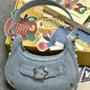 Borse da sera Primavera Vintage Casual Moda Solid Star Borse a tracolla Kawaii Borsa da donna giapponese con cerniera Borse sotto le ascelle Donna Y2k Estetica 231118