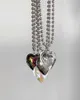 Pendant Necklaces 2023 Cute Love Heart Necklace for Women Girls Kpop Fashion Beaded Chain Necklaces Aesthetic Grunge Y2k Accessories Jewellery New Z0417