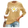 T-shirts pour femmes fleurs lâches impression femmes décontracté à manches longues tuniques hauts col rond chemise Blouses T-shirt t-shirt