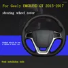 Couvre volant bricolage accessoires de voiture couverture noir cousu à la main antidérapant respirant en cuir véritable pour Geely EMGRAND GT 2023-2023
