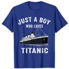 Mens TShirts Just A Boy Who Loves Titanic Classic Ship Lover Kids TShirt 230417