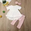 Completi di abbigliamento Citgeett Summer 3Pcs Born Infant Baby Girl Clothes White Top TShirt Dress Bowknote Pants Outfit Set 230418