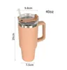 Pronto per la spedizione tazze di bicchieri rosa caldi da 40 once con tazze di bicchiere isolate a manico Picchi di caffè in acciaio inossidabile THERMOS CAP GG0423