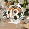 Decoração de festa Números de tabela acrílica Mirror Wedding Hexagon Hollowen Holder com Número Hollow Stands Recepção Base X6L0