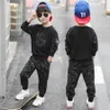 Clothing Sets Kids teens clothes 3-13year boys costume sweater camouflage tops pants 2pcs kids autumn clothes set