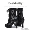 Dance Shoes DKZSYIM Woman Sexy Stilettos Latin Dance Shoes Tango Mesh Boots Ladies Party Dance Booties Women's Dancing Shoes Salsa Ballroom 230418