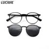 Lunettes de soleil LUCIDIE 2021 Mode Style rond Clip sur lunettes de soleil TAC lentille amovible Vintage lunettes marque Design lunettes de soleil lunettes de conduite Q231118