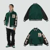 Giacche da uomo Uomo Varsity Bomber Jacket Harajuku Corea Bone Lettera Patchwork Hip Hop Streetwear Cappotti da baseball monopetto unisex College 231117