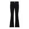 Jeans da donna SUCHCUTE Punk Rivetti Cerniera Jeans dritti neri Gotico Vita bassa Pantaloni donna in denim Estetico Streetwear Pantaloni Dark Academia 230417