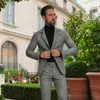 Herrenanzüge Dunkelgrau Herrenanzug 2 Teilig Blazer Hose Einreiher Spitz Revers Business Slim Fit Hochzeit Bräutigam Maßgeschneidertes Kostüm