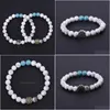 Charm Bracelets Dog Paw 8Mm Stone Beads Charms Bracelet Women Men Bangle Beaded Hand Strings Drop Delivery Jewelry Dh4L0