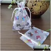 Gift Wrap Organza Yarn Bag Gifts Bronzing Butterfly Jewelry Dstring Candy Bags Drop Delivery Home Garden Festive Par Dhgarden Dhcks