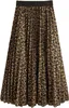 Floerns Women's Boho Elastic Waist Scarf Print Pleated Midi Skirt