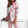 Damespakken Blazer Vintage Flower Gedrukte Jassen Spring Rapel Collar Cardigan 2023 Autumn Elegant Office Long Sleeve Office Outwears 230418