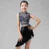 Scene Wear Mesh Latin Topps Girls Salsa Clothing Summer Samba Dancewear Costume Tango Dancing Outfit Ballroom Practice DL9265