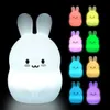 Lampenschirme Hase LED Nachtlicht Berührungssensor 9 Farben Batteriebetriebene Cartoon Silikon Hase Nachttischlampe für Kinder Kinder Baby Spielzeug Geschenk 230418