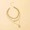 Kedjor Guldfärg Multi-Layered Lock Pendant Halsband Vintage Personlighet Neck smycken Halsband Kvinnor Luxury Party