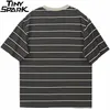 Męskie tshirty Hip Hop Streetwear Tshirt Vintage Retro Striped T Shirt Harajuku Cotton Casual Tshirt Men Summer Short Sleeve TEES 230417