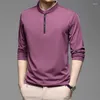 T-shirt da uomo Camicia a maniche lunghe da uomo Top Colletto alla coreana Collo con cerniera per la primavera 61% cotone 27% nylon 12% spandex 0101016