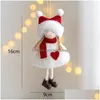 Juldekorationer Juldekorationer Plush Doll Tyg konst Santa Claus Snowman Elk Small Pendant Hanging Ornament för Tree Deco DHPPR