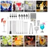 Bar Tools Bartender Kit 1-30-stycks cocktail shaker set med rostfritt stål roterande stativ barverktyg för presentupplevelse för dryck blandning 231117