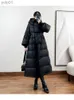 Women's Down Parkas Winter Long Thick Down Jacket för kvinnor med huva Pull Chain och bred manschetter Fashionabla Pufferfish Black Navy Snow Coatl231118