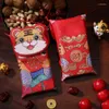 Present Wrap Chinese Style Lucky Money Bag 3D Cartoon Tiger Tyg Röd kuvertficka Messenger Väskor för vårfestival