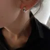 トレンディシルバーカラースクエアサークルダングル女性のための耳障りな耳フープイヤリング耳のピアスウェディングジュエリー2023