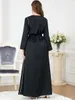 Etniska kläder Elegant muslimsk klänning Kvinnor Abaya bältet broderi split marocko party klänning kaftan kalkon arab långa mantel vestidos dubai klänningar 230417