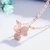 Chains Creative Internet Celebrity Clover Pendant Rose Gold Color Or Silver Necklace. Female Sweet Zircon Clavicle ChainChains