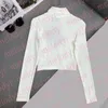 Kvinnor High Neck Bottoming Shirt Designer Triangel Tight Sticked Top Autumn Winter Long Sleeve Slim Pullovers