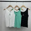 Design Embroidered T Shirt Women Knitted T Shirts Summer Knitting Tees Sport Tank Tops Knitted Top